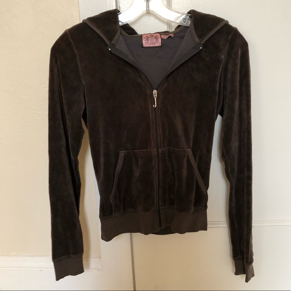 JUICY S classic velour tracksuit jacket deep brown